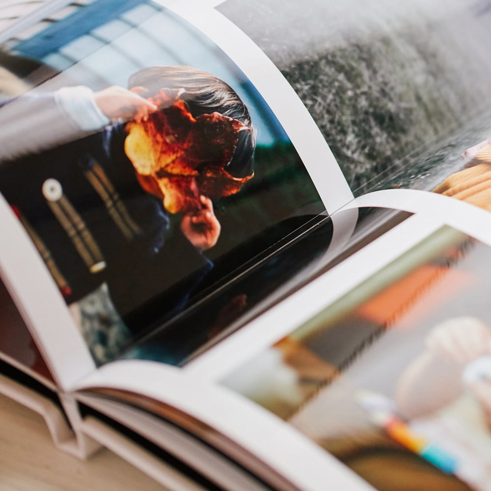 Close-up of print quality inside photo book